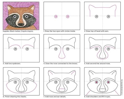 Draw a Raccoon Head #howtodraw, how to draw | Kids art projects, Classroom art projects, Art ...