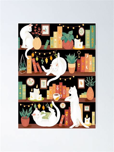 "Library cats 2020 - night" Poster for Sale by Elenanaylor | Redbubble