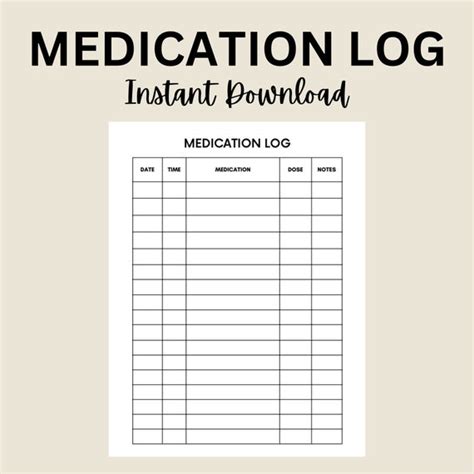 Medication Log Printable Medication Tracker Medication Chart - Etsy