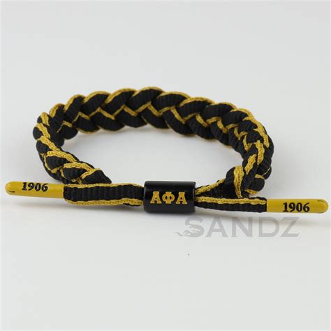 Alpha Phi Alpha Fraternity: Black & Gold Paracord Bracelet With AΦA ...