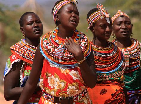 Samburu women singing in Umoja Uaso Village, Kenya, 2000s. Photograph by Stephanie Mendez. On ...