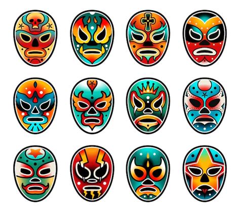 Premium Vector | Lucha libre wrestling show masks set