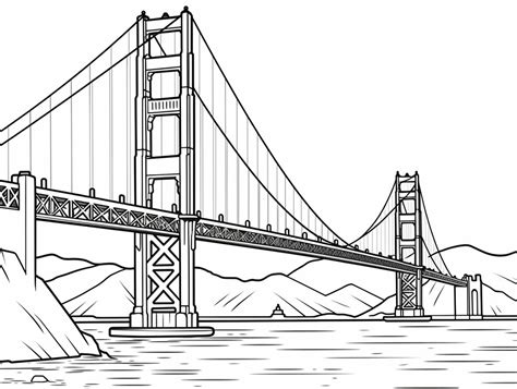 Stunning Golden Gate Bridge - Coloring Page