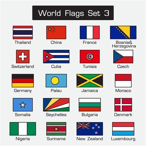 World flags. simple style and flat design. thick outline. 2648890 Vector Art at Vecteezy