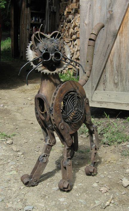 I love this metal cat made from stray parts & pieces (pun intended)! | Scrap metal art, Metal ...