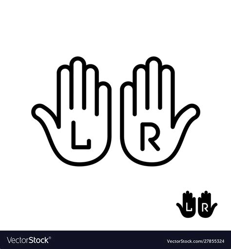 Left and right hand palms with letters l r Vector Image