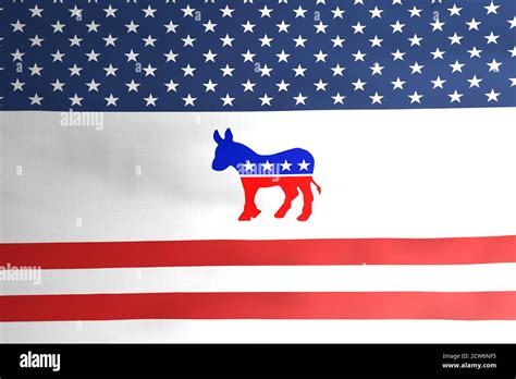 Democratic party donkey emblem icon on american flag illustration ...