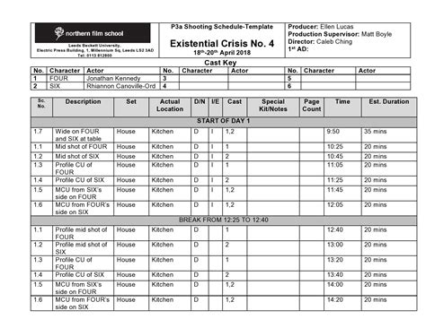 30 Perfect Shooting Schedule Templates (Film, TV Show) - TemplateArchive