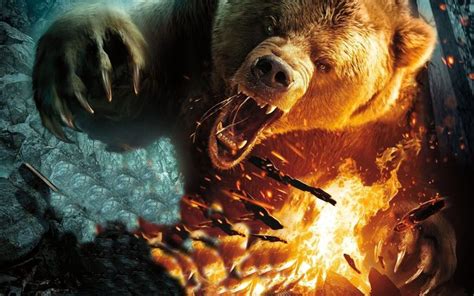 angry bear illustration #bears #fire #artwork #creature #1080P #wallpaper #hdwallpaper #desktop ...