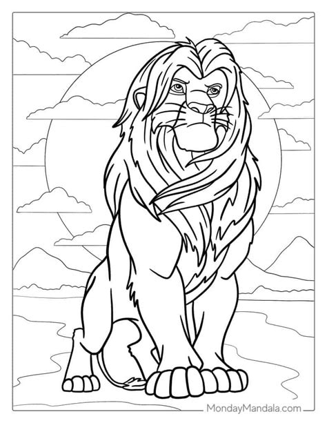 mufasa coloring pages for children the lion king ready for download