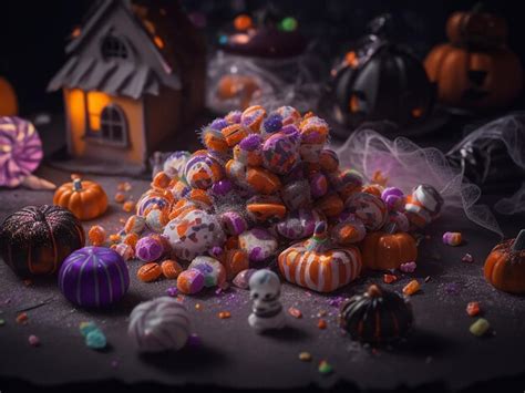 Premium AI Image | Pile of candy in halloween celebration