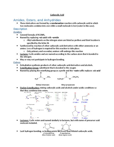 Carboxylic Acid Derivatives - Carboxylic Acid Amides, Esters, and ...