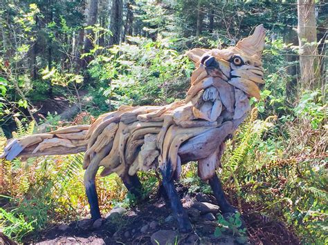 Stolen driftwood fox sculpture found - My Campbell River Now