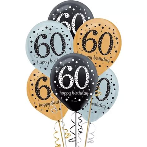 Sparkling Celebration 60th Birthday Balloons, 15-pk Party City