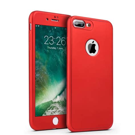 Fashion Red 360 Degree Full Body Case For Apple iPhone 6 6S 7 Plus Matte Soft TPU Silicone Back ...