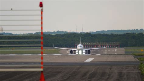 Airliner takes off at Dusseldorf International Airport, Germany DUS ...