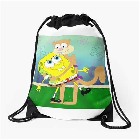 "SpongeBob and Sandy hugging" Drawstring Bag by iedasb | Redbubble