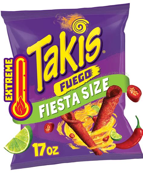 Buy Takis Fuego 17 oz Fiesta Size Bag, Hot Chili Pepper & Lime Flavored Extreme Spicy Rolled ...