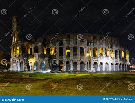 Colosseum Night View, Rome. Editorial Stock Image - Image of arch, city: 80755344