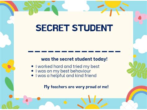 Secret Student Certificate | Teaching Resources