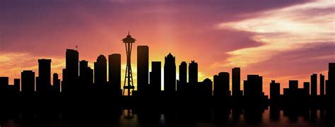 Seattle Skyline Panorama Sunset Photograph by Aged Pixel - Pixels