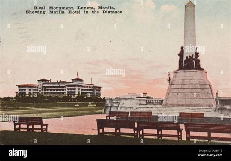 Illustrated postcard of Rizal Monument in Rizal Park, also known as ...