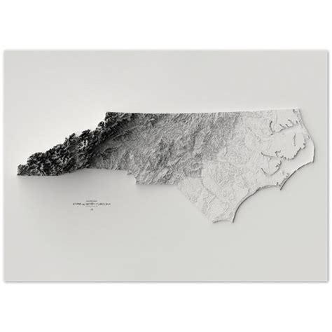 North Carolina Elevation Map Wall Art Print Topographic Map - Etsy Israel