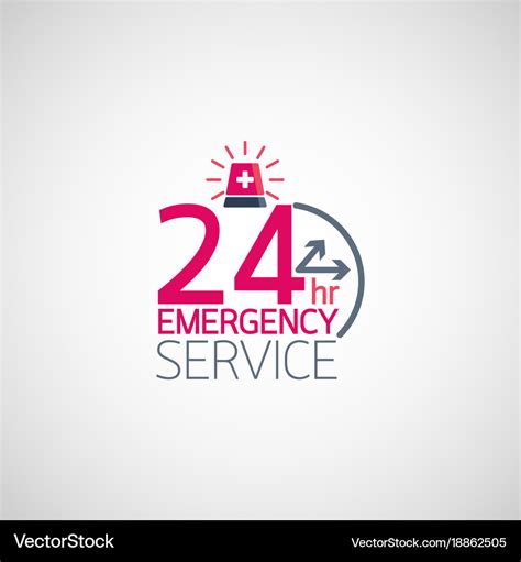 24hr emergency service logo Royalty Free Vector Image