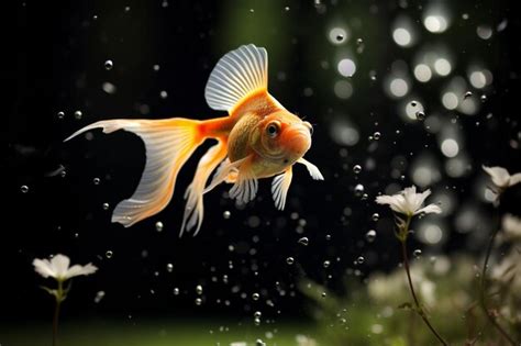 Premium Photo | Goldfish eating food in in aquarium