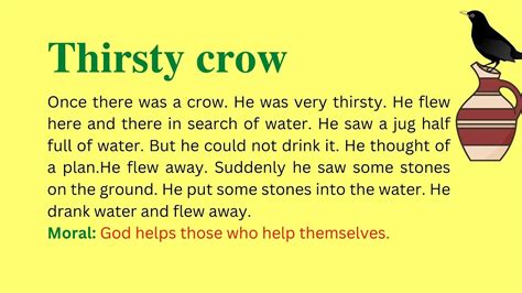 10 lines on The thirsty crow story || The thirsty crow story in English ...