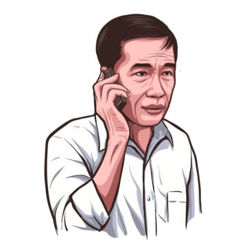 Illustration Of President Jokowi Calling Someone, Jokowi, Joko Widodo, President Jokowi PNG ...