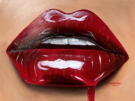 Cherry Red Lips Painting Painting | Lips painting, Lips drawing, Eye ...