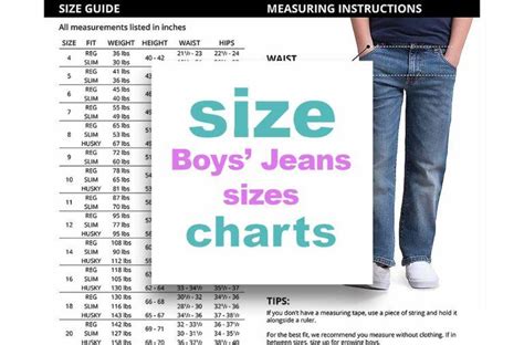 Boys US to EU Jeans Size Converter by age, height and width