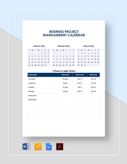 Project Calendar Template | Template Collections