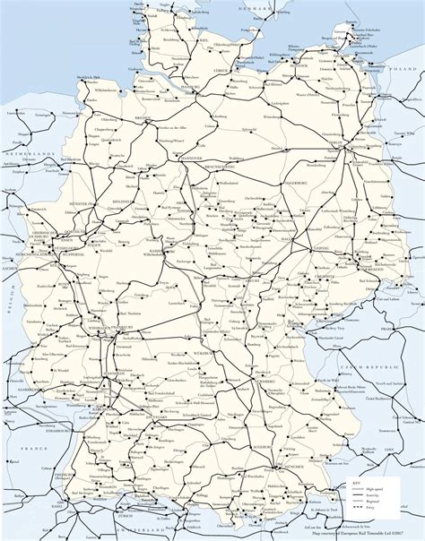 Germany train map - Map of Germany train routes (Western Europe - Europe)