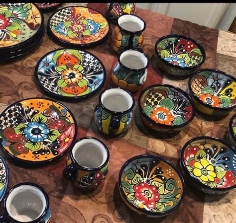 16 Piece Mexican Pottery Talavera Dinnerware Set. Seat 4 - Etsy