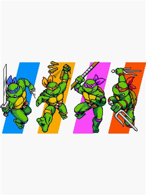 "TMNT Turtles in Time Characters" Sticker by Funkymunkey | Redbubble | Ninja turtle tattoos ...