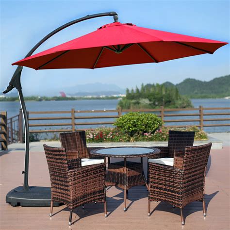 3m Heavy Duty Round Cantilever Outdoor Umbrella (Red /Maroon)