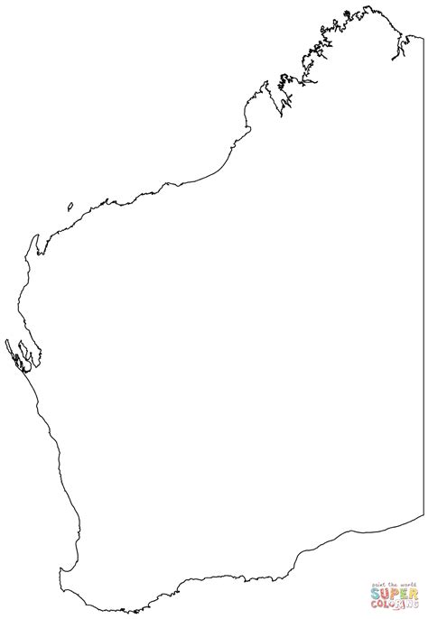 Outline Map of Western Australia coloring page | Free Printable Coloring Pages