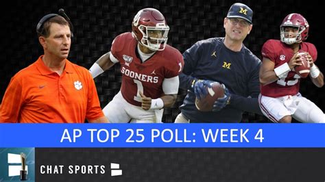 AP Poll: College Football Top 25 Rankings For Week 4 - YouTube