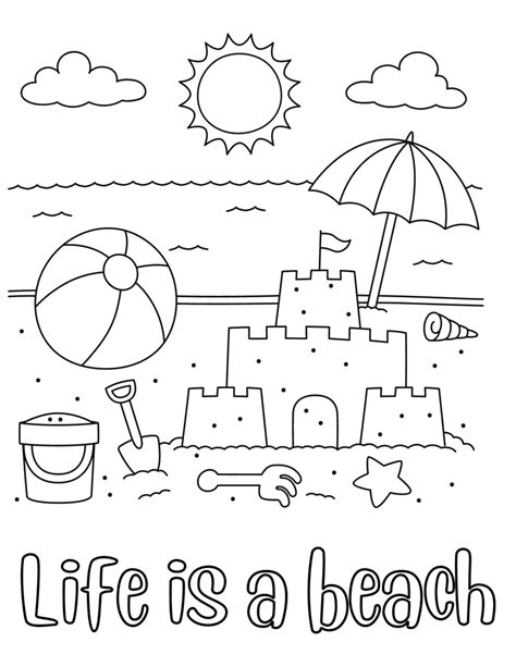 6 Printable Beach Coloring Pages