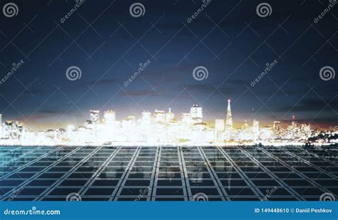 Contemporary Rooftop with NY View Stock Illustration - Illustration of bright, rendering: 149448610