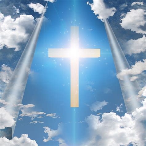 Buy AOFOTO 5x5ft Christian Cross in Blue Sky Backdrop Divine Light Jesus Christ Easter Crucifix ...