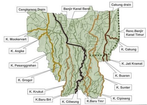 The Map of Jakarta's Key Flood Canals: Source Budiyono (2016) | Download Scientific Diagram