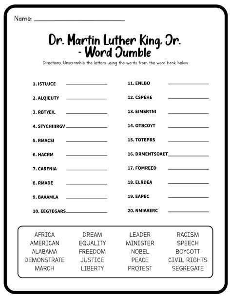 Printable Martin Luther King Jr Facts