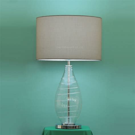 Interior Decorative Glass Lamp and White Linen Fabric Shade Table Lamp for Guestroom - China ...