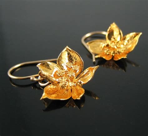 Last pair - golden flower earrings - 24k gold over real flower