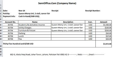 Payment Receipt Template in Excel Free Download | SemiOffice.Com