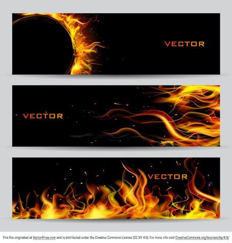 Fire Banner Vector Set Vector for Free Download | FreeImages