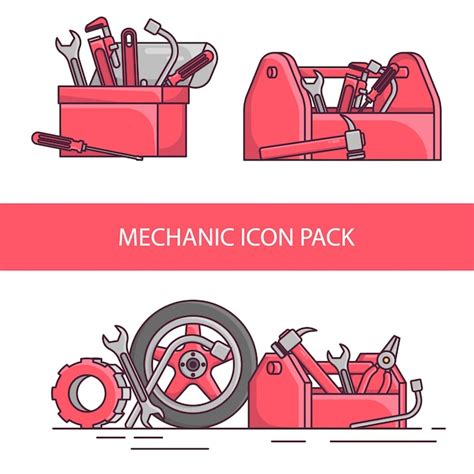 Premium Vector | Mechanic tools icon pack